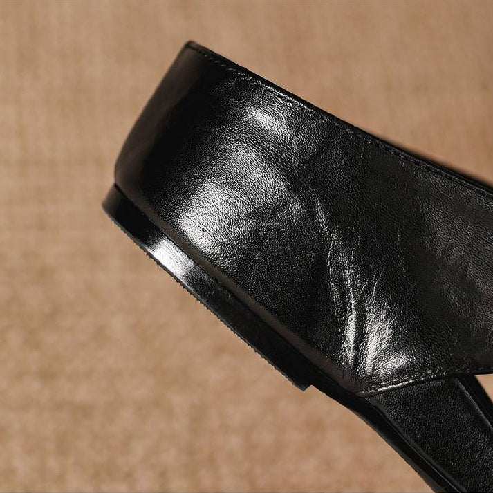 Doria Genuine Leather X-Strap Mules
