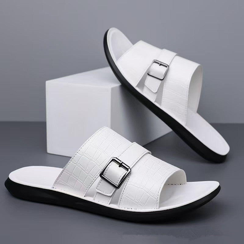 Daric Crocodile Pattern Leather Sandals