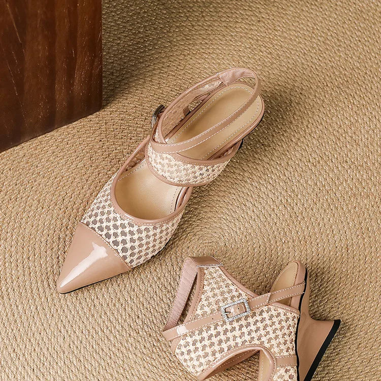 Velour Genuine Leather Slingbacks