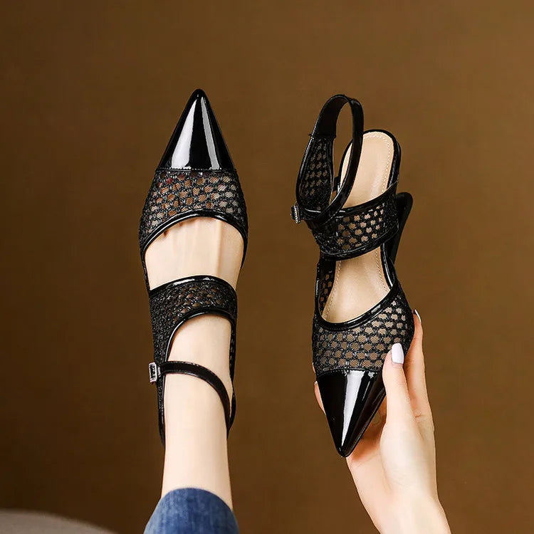 Velour Genuine Leather Slingbacks