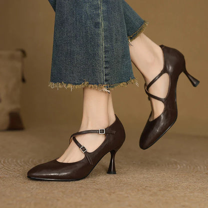 Leyla Genuine Leather Heels