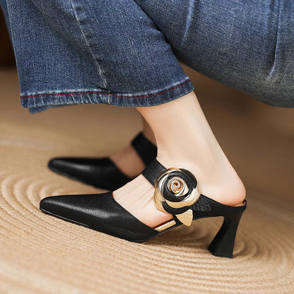 Garnet Genuine Leather Heels