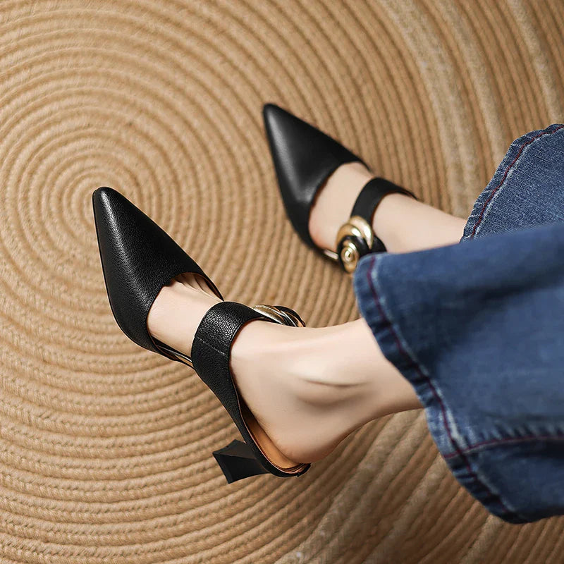 Garnet Genuine Leather Heels