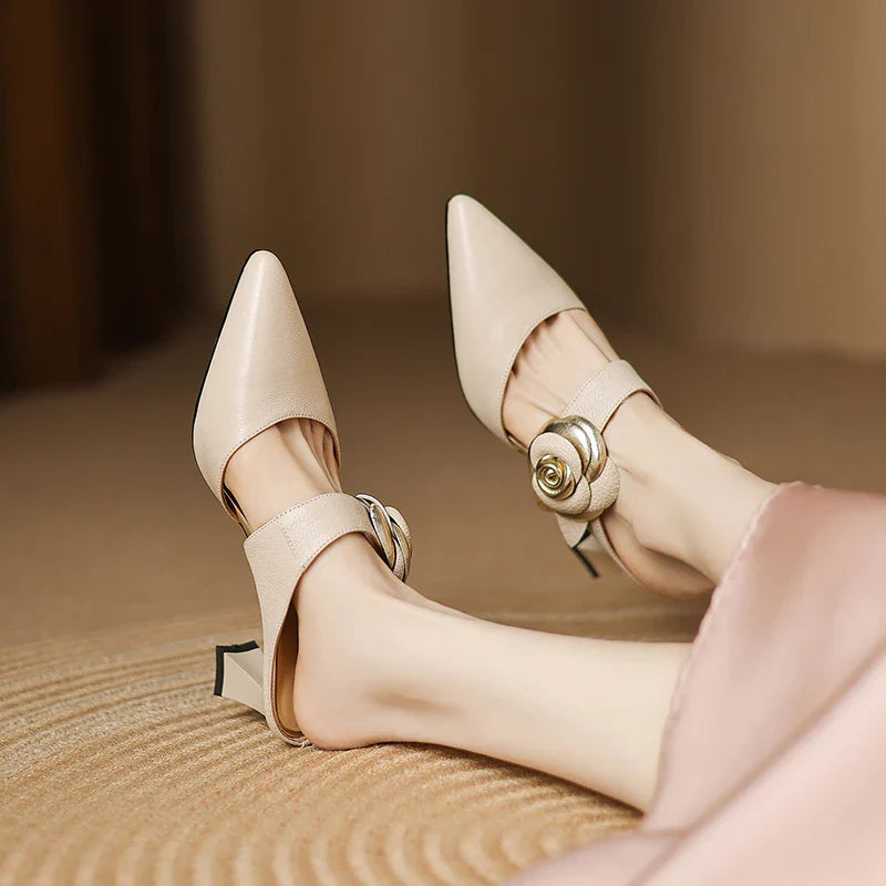 Garnet Genuine Leather Heels