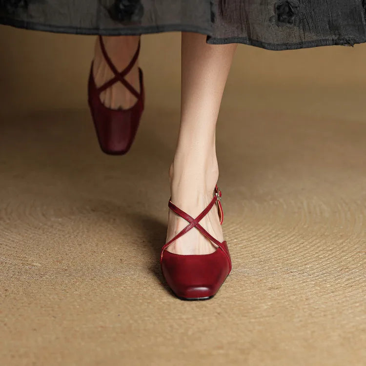 Elavie Genuine Leather Heels