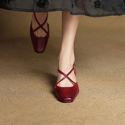 Elavie Genuine Leather Heels