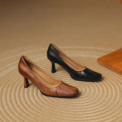 Amber Genuine Leather Heels
