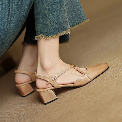 Elavie Genuine Leather Heels