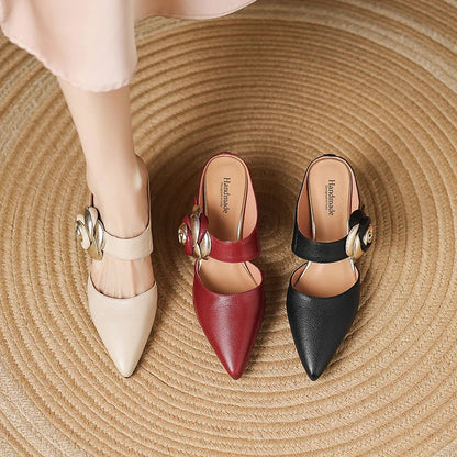 Garnet Genuine Leather Heels