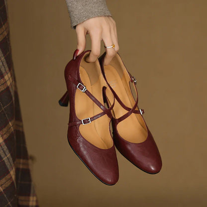 Leyla Genuine Leather Heels