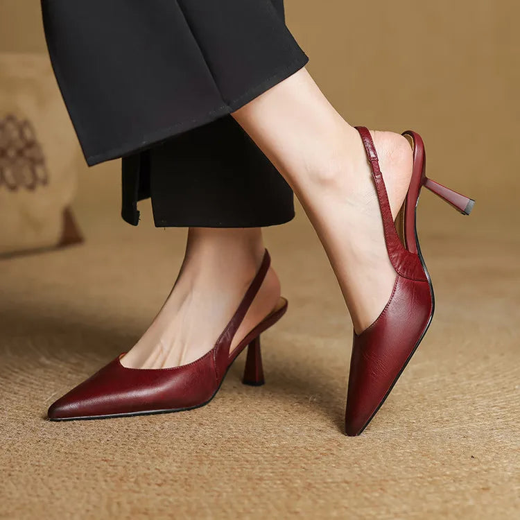 Fauna Genuine Leather Slingbacks
