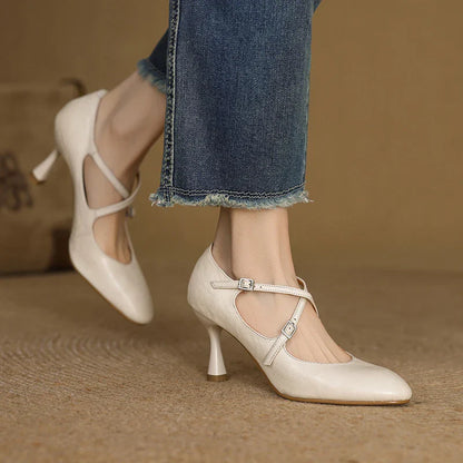 Leyla Genuine Leather Heels