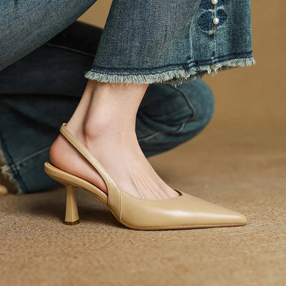 Fauna Genuine Leather Slingbacks