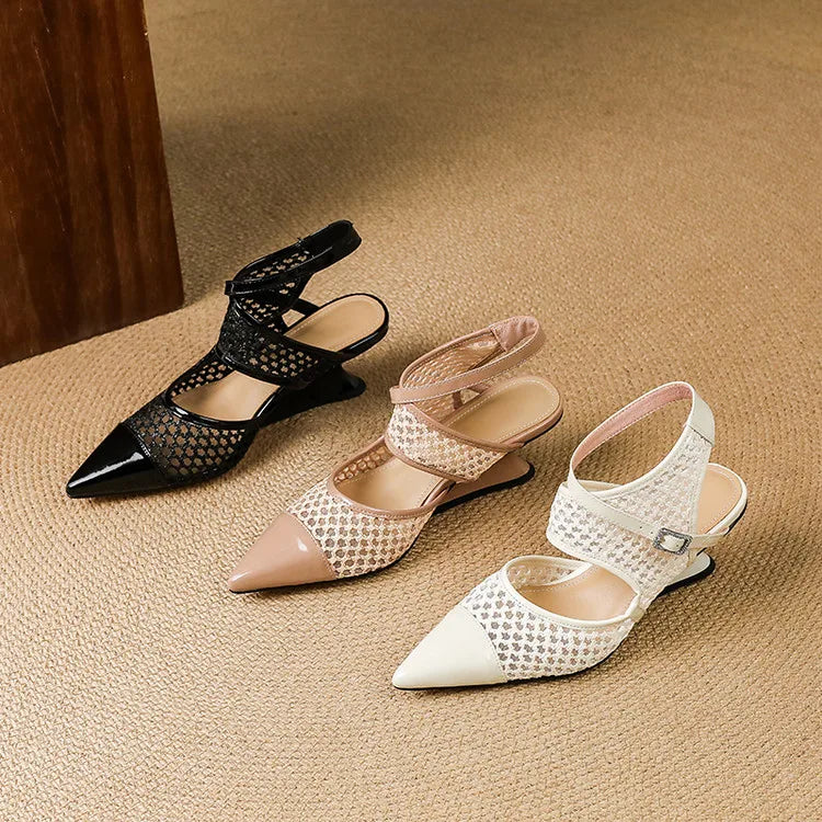 Velour Genuine Leather Slingbacks