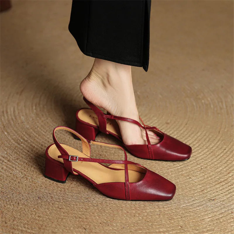 Elavie Genuine Leather Heels
