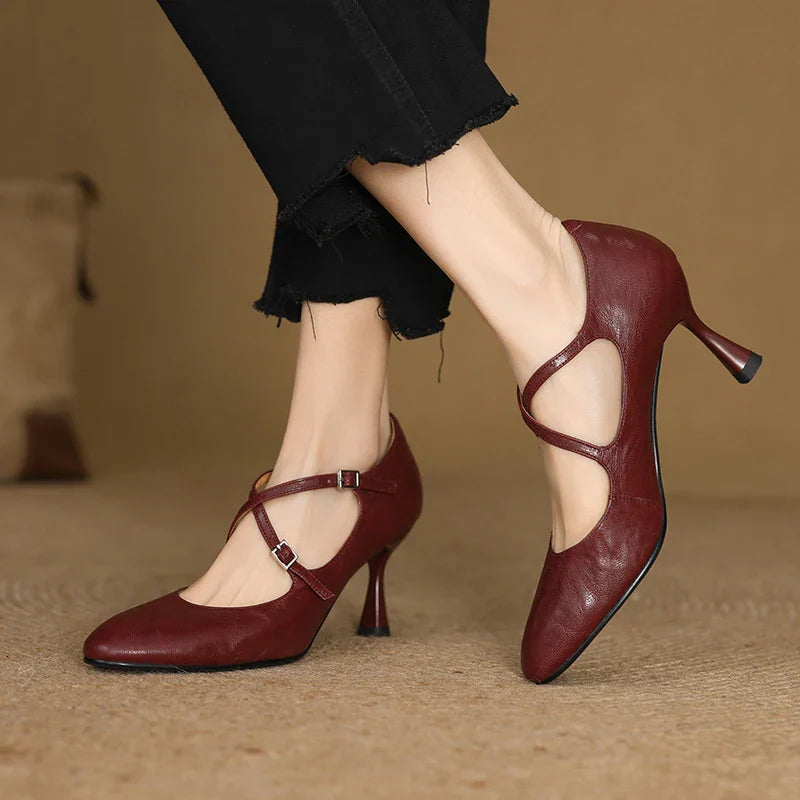 Leyla Genuine Leather Heels