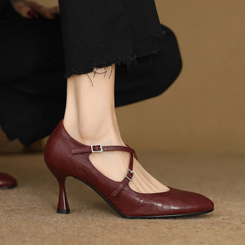 Leyla Genuine Leather Heels