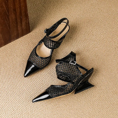 Velour Genuine Leather Slingbacks