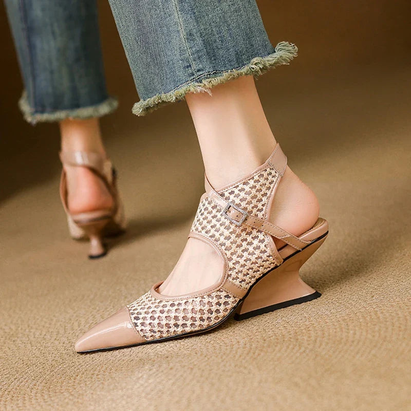 Velour Genuine Leather Slingbacks