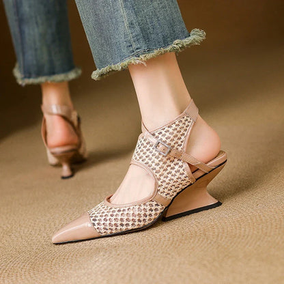 Velour Genuine Leather Slingbacks