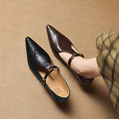 Olia Genuine Leather Kitten Heels