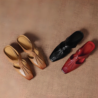 Doria Genuine Leather X-Strap Mules