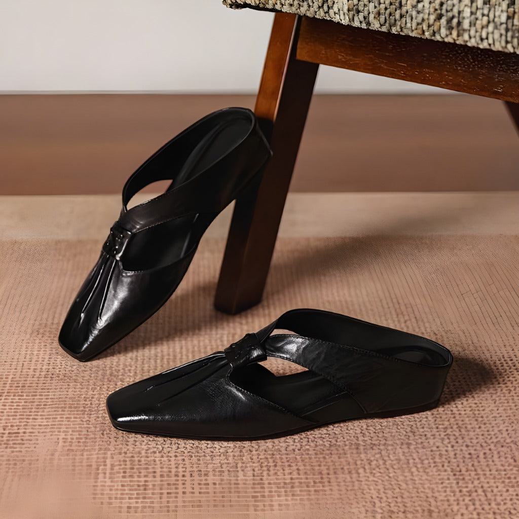 Doria Genuine Leather X-Strap Mules
