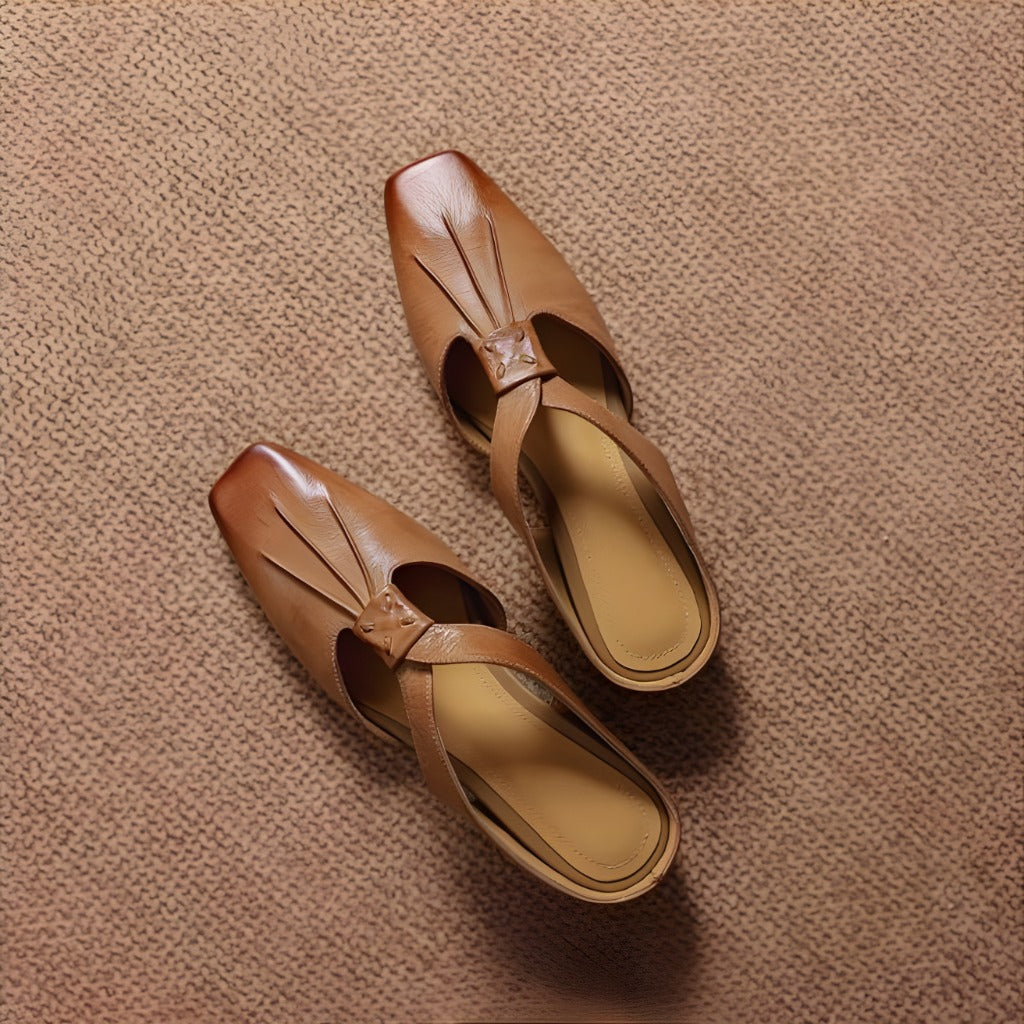 Doria Genuine Leather X-Strap Mules