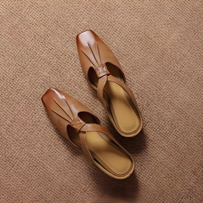 Doria Genuine Leather X-Strap Mules