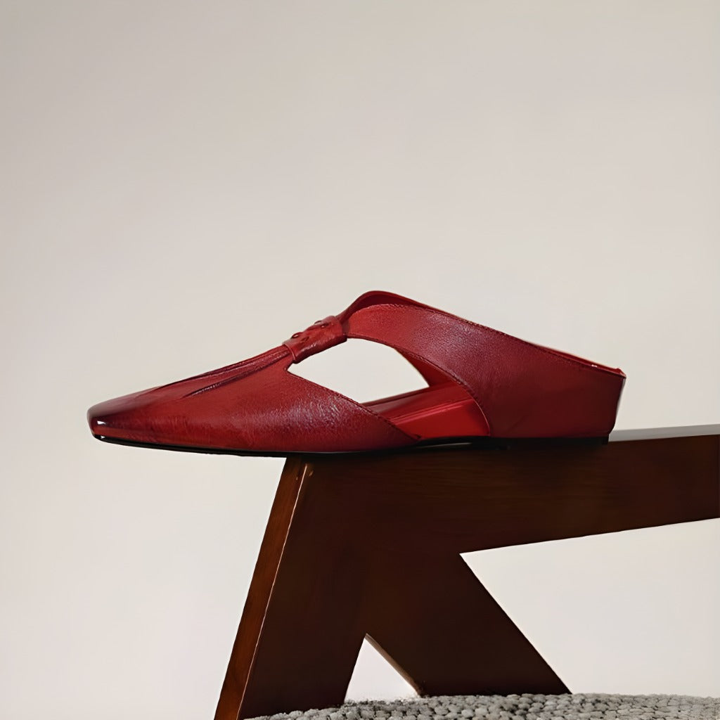 Doria Genuine Leather X-Strap Mules