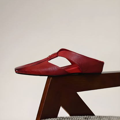 Doria Genuine Leather X-Strap Mules