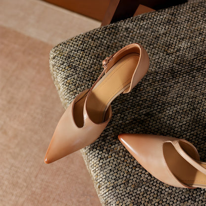 Deve Genuine Leather Crossover Strap Heels