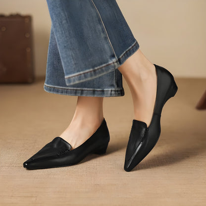 Lena Genuine Leather Pointed-Toe Pumps