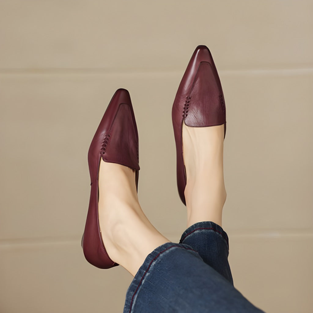 Lena Genuine Leather Pointed-Toe Pumps