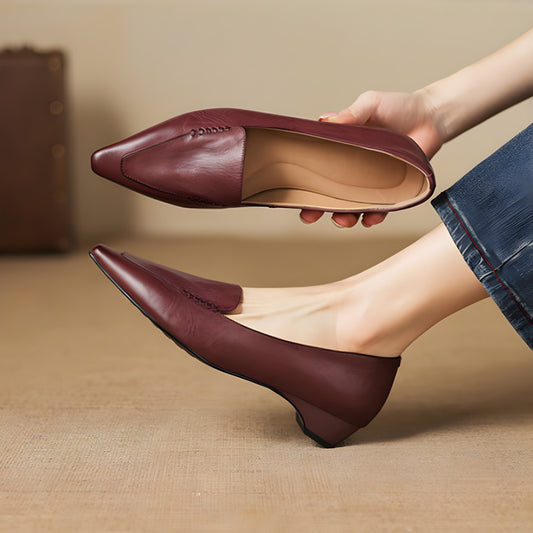 Lena Genuine Leather Pointed-Toe Pumps