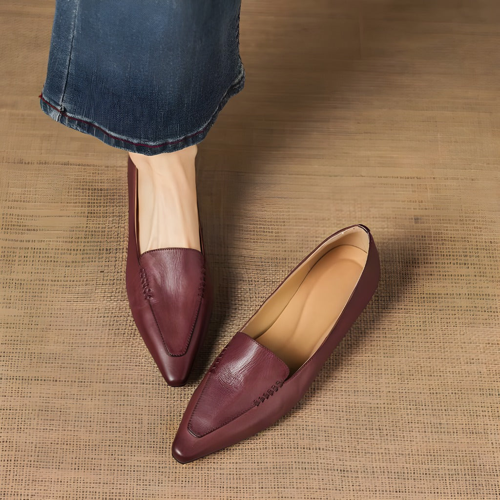 Lena Genuine Leather Pointed-Toe Pumps