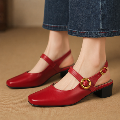 Kelor Genuine Leather Mary Jane Slingbacks