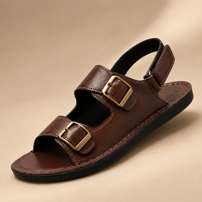 Eron Dual-Strap Genuine Leather Sandals