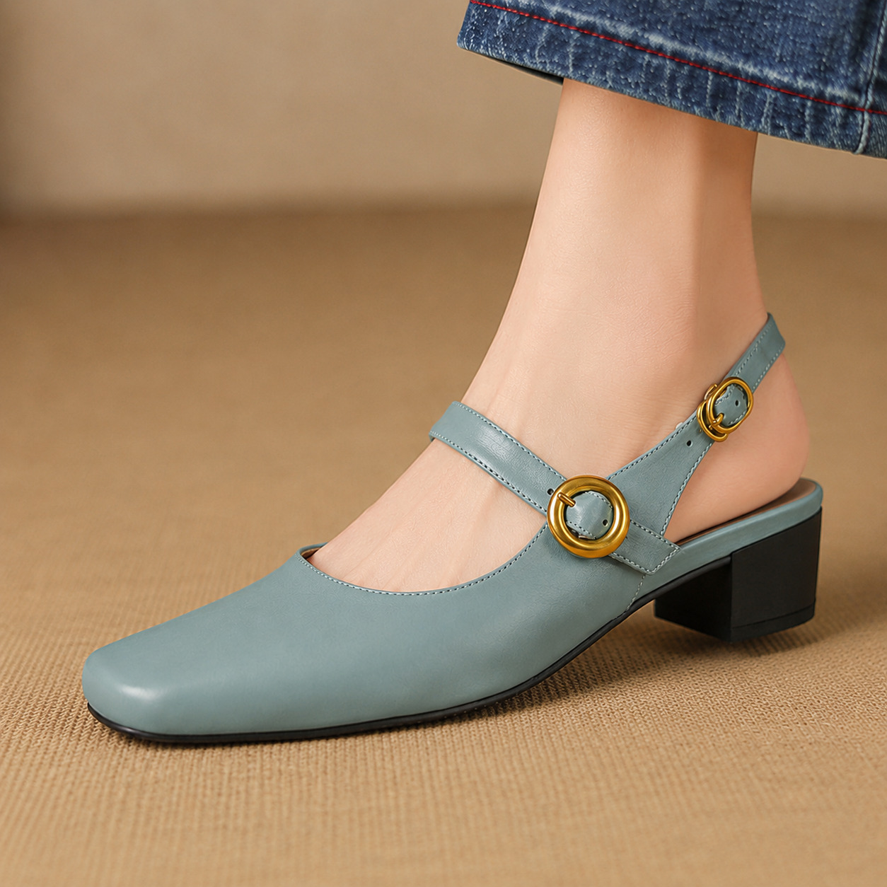 Kelor Genuine Leather Mary Jane Slingbacks