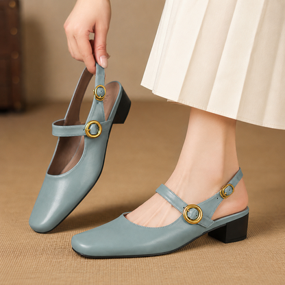 Kelor Genuine Leather Mary Jane Slingbacks