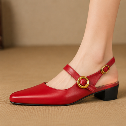 Kelor Genuine Leather Mary Jane Slingbacks