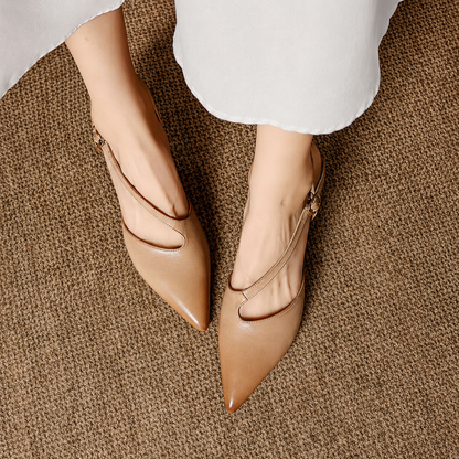 Deve Genuine Leather Crossover Strap Heels