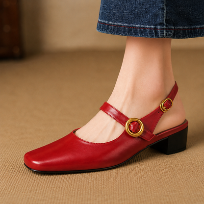 Kelor Genuine Leather Mary Jane Slingbacks