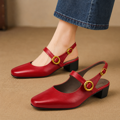 Kelor Genuine Leather Mary Jane Slingbacks