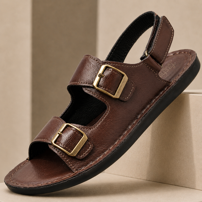 Eron Dual-Strap Genuine Leather Sandals