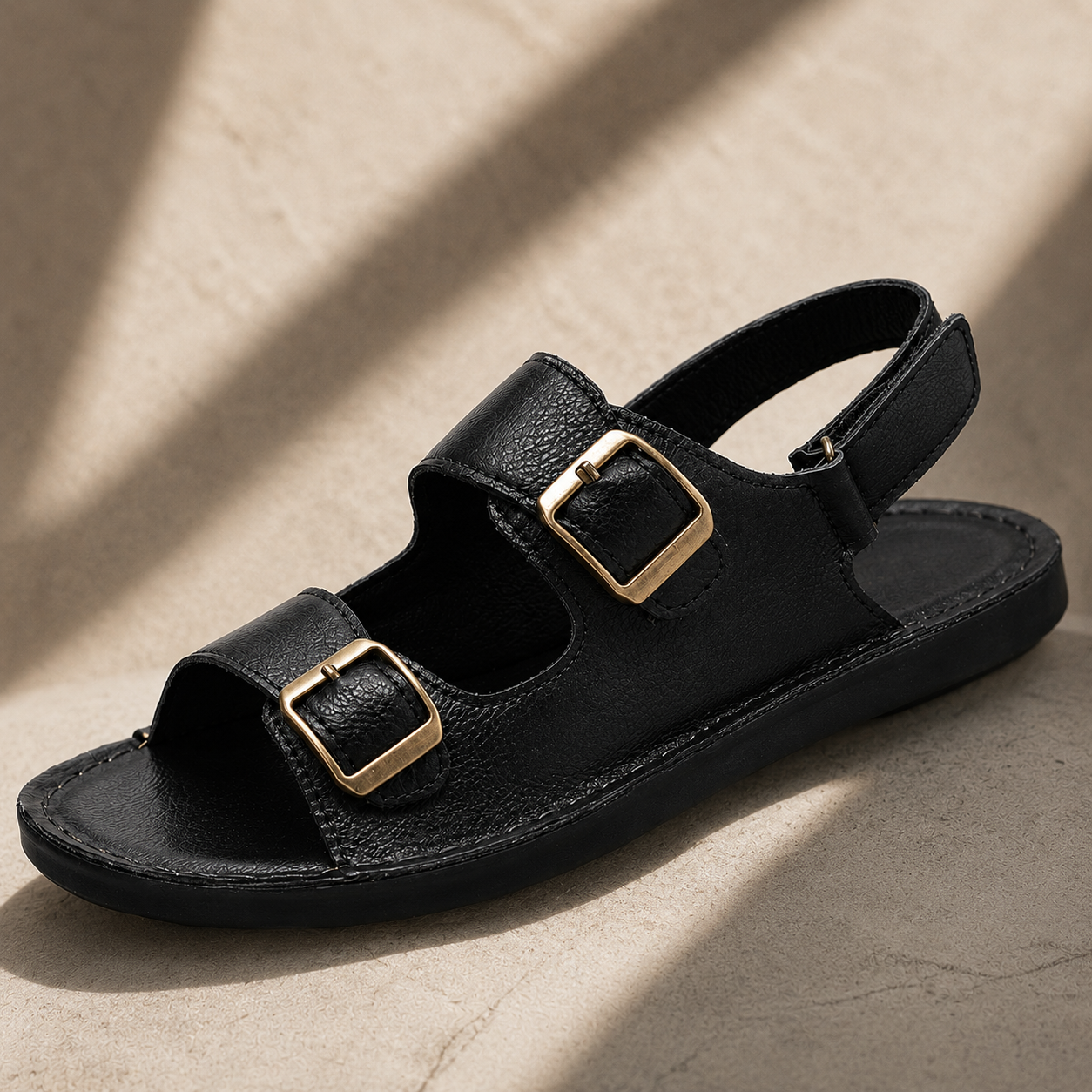 Eron Dual-Strap Genuine Leather Sandals