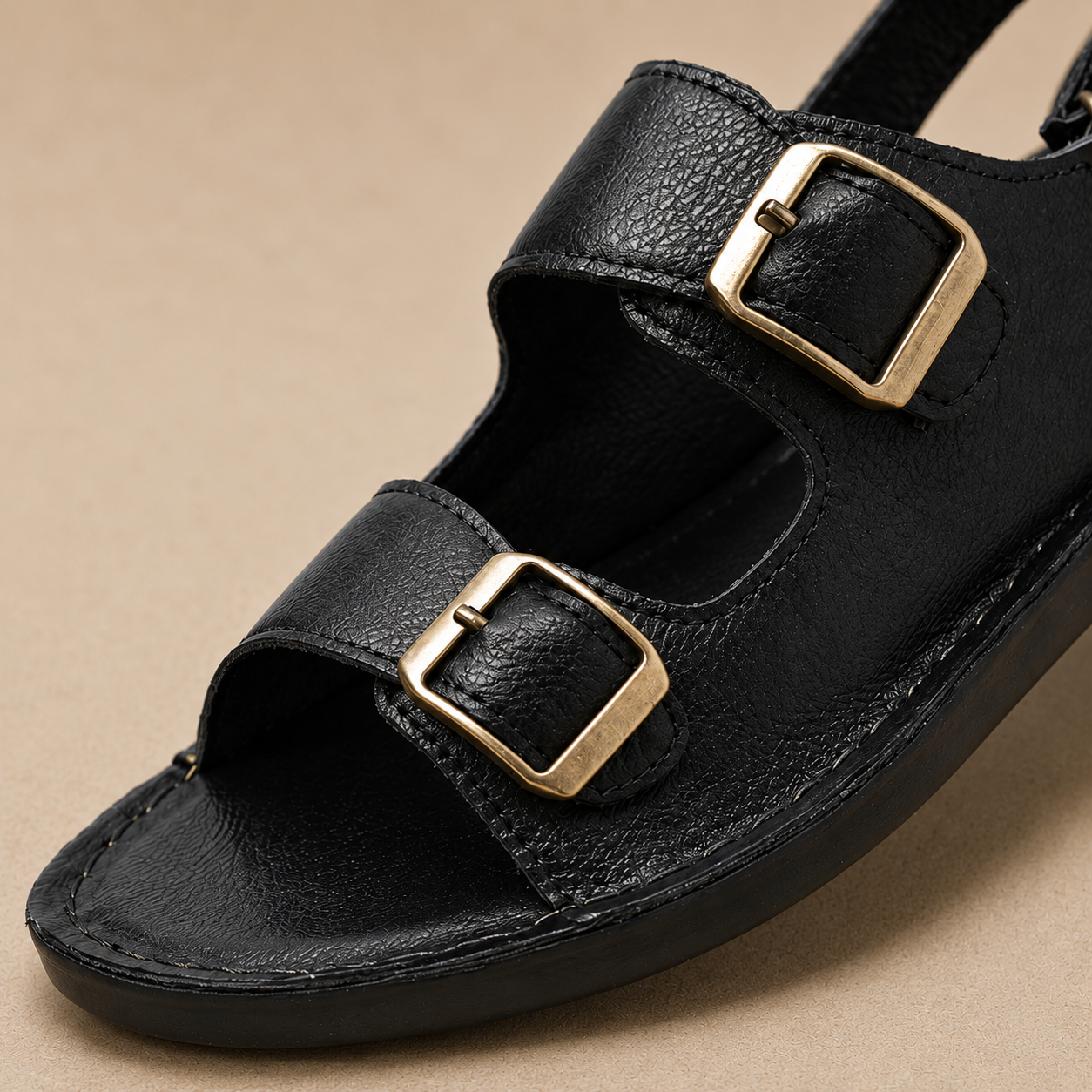 Eron Dual-Strap Genuine Leather Sandals