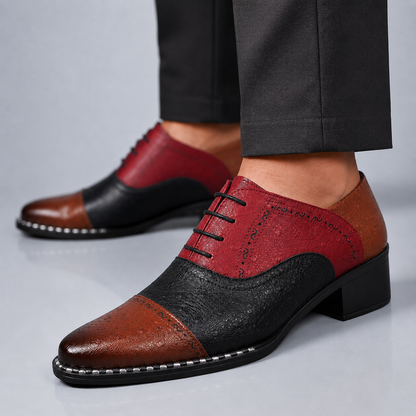 Brant Ostrich-Print Leather Dress Shoes