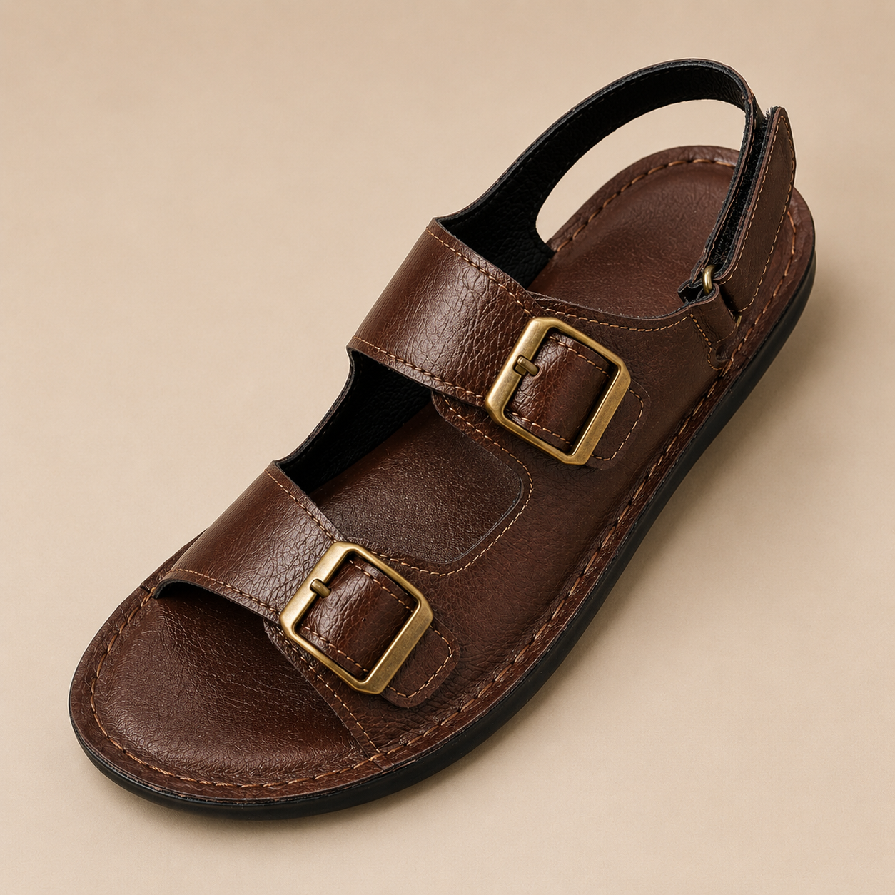 Eron Dual-Strap Genuine Leather Sandals