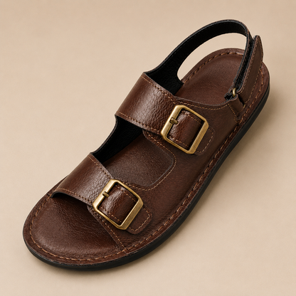 Eron Dual-Strap Genuine Leather Sandals
